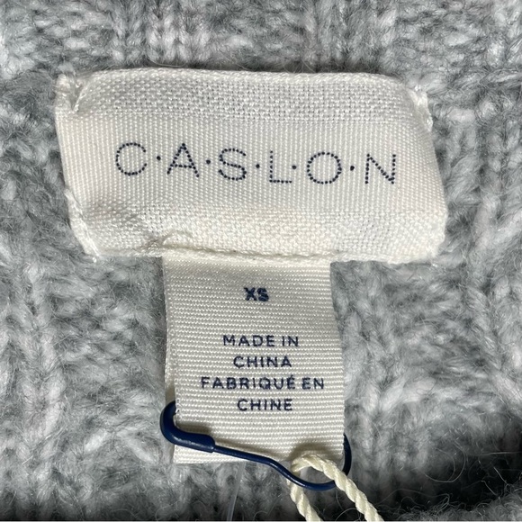 New Caslon Nordstrom Grey Heather Ivory Stripe Sweater (XS) - Picture 8 of 11